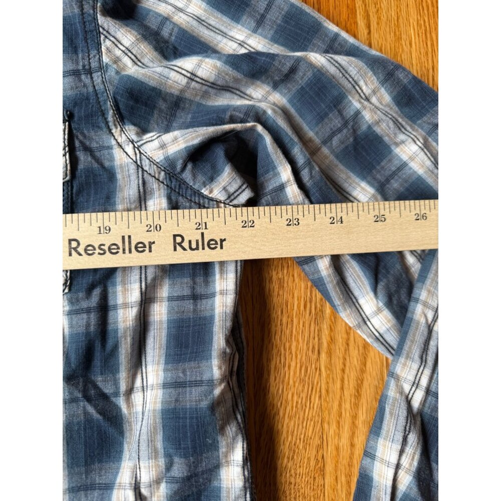 Supply Company Shirt Large Men Pearl Snap Button Down Blue Plaid Western - Picture 10 of 10